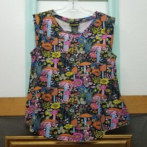 EUC Nooworks XL Magical Mushroom print muscle tee